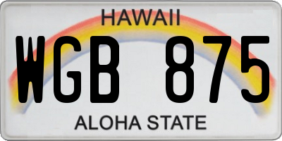 HI license plate WGB875