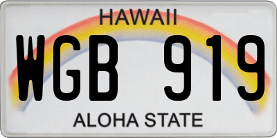 HI license plate WGB919