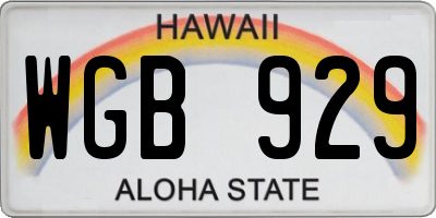 HI license plate WGB929