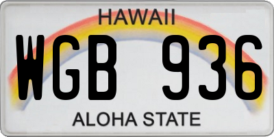 HI license plate WGB936