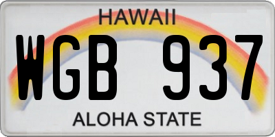 HI license plate WGB937