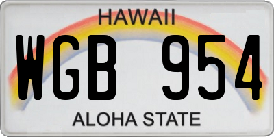 HI license plate WGB954