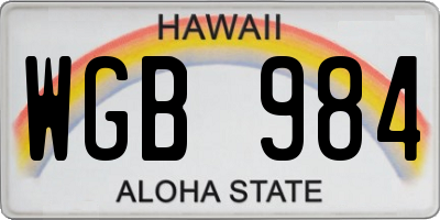 HI license plate WGB984
