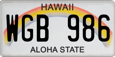 HI license plate WGB986