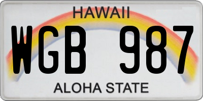HI license plate WGB987