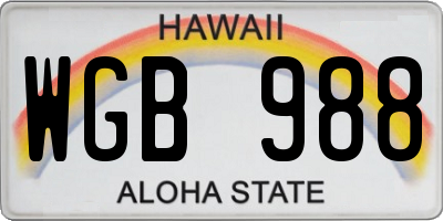 HI license plate WGB988