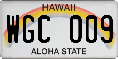 HI license plate WGC009