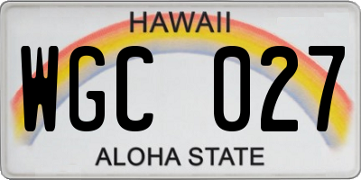 HI license plate WGC027