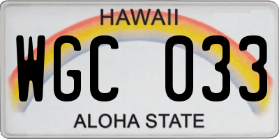 HI license plate WGC033