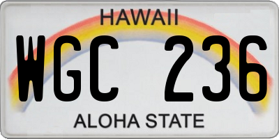 HI license plate WGC236