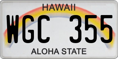 HI license plate WGC355