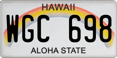 HI license plate WGC698