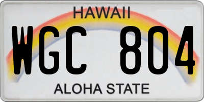 HI license plate WGC804
