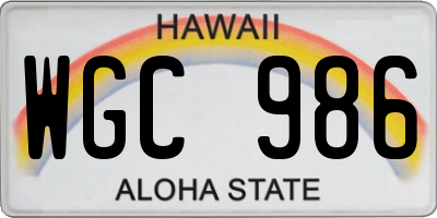 HI license plate WGC986