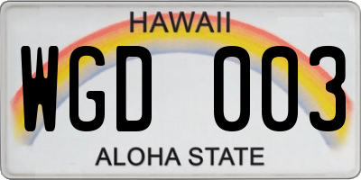 HI license plate WGD003