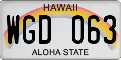 HI license plate WGD063