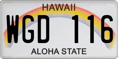 HI license plate WGD116