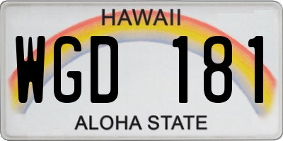 HI license plate WGD181