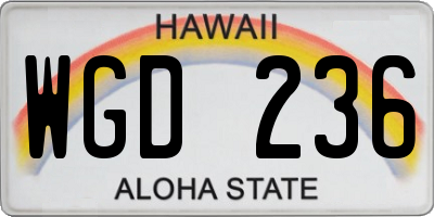 HI license plate WGD236