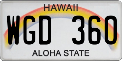 HI license plate WGD360