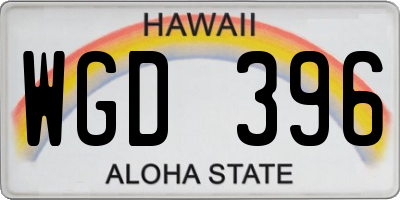 HI license plate WGD396