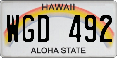 HI license plate WGD492