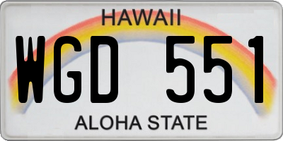HI license plate WGD551