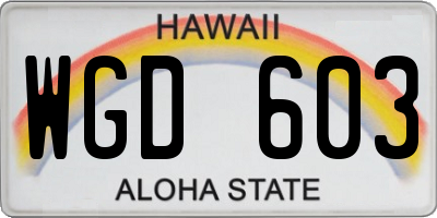 HI license plate WGD603