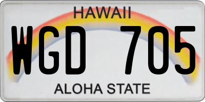 HI license plate WGD705