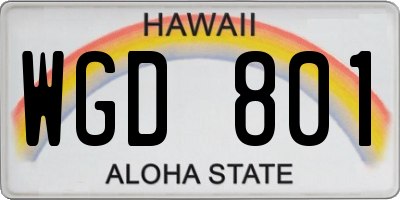 HI license plate WGD801