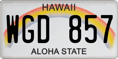 HI license plate WGD857
