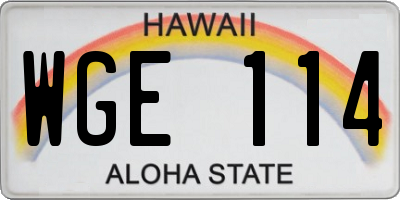 HI license plate WGE114