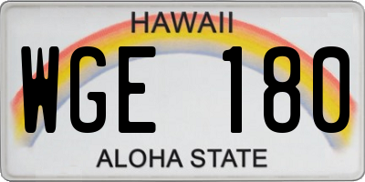 HI license plate WGE180