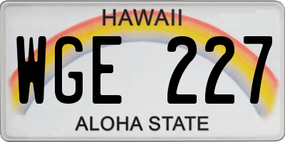 HI license plate WGE227