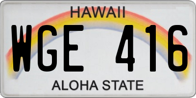 HI license plate WGE416