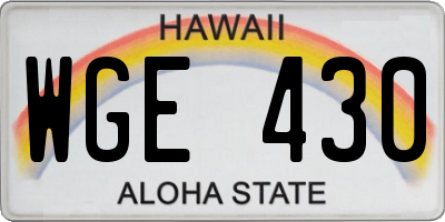 HI license plate WGE430