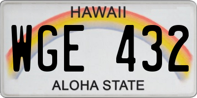 HI license plate WGE432