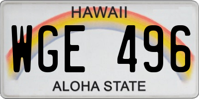 HI license plate WGE496