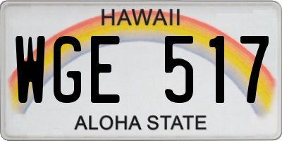 HI license plate WGE517