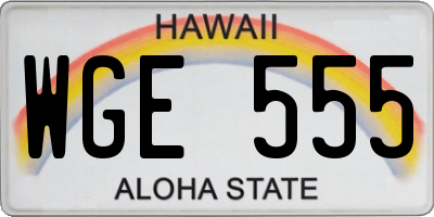 HI license plate WGE555