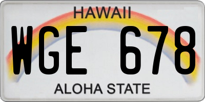 HI license plate WGE678