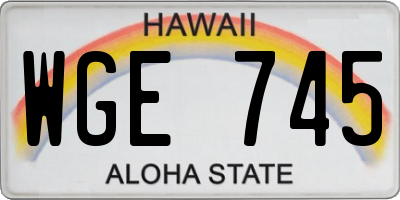 HI license plate WGE745