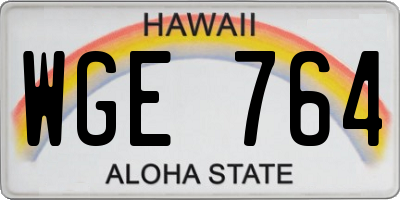 HI license plate WGE764