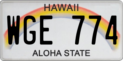 HI license plate WGE774