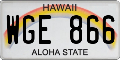 HI license plate WGE866