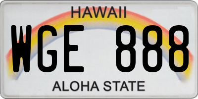 HI license plate WGE888