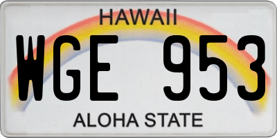 HI license plate WGE953