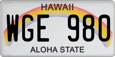 HI license plate WGE980