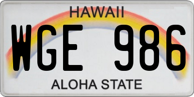 HI license plate WGE986