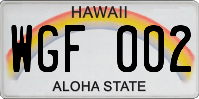 HI license plate WGF002